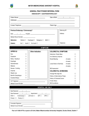 General Practitioner Referral Form for Endoscopy