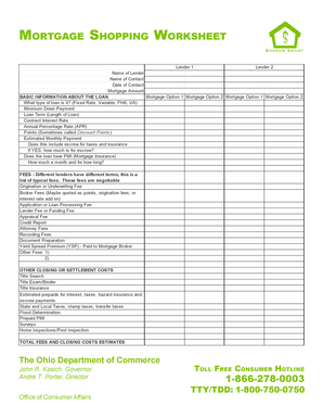 Printables Mortgage Shopping Worksheet fillable online mortgage shopping worksheet 1 866 278 0003 fax fill online