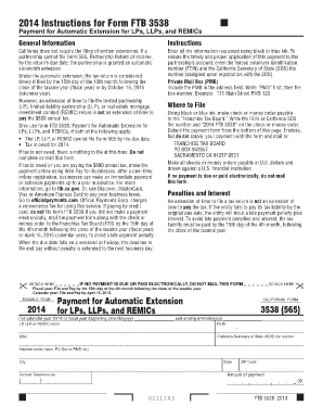 fillable online ftb ca 2014 form 3538 565 payment for automatic ca form 3538