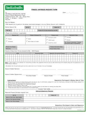 Freeze/Unfreeze Request Form