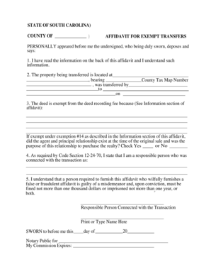 STATE OF SOUTH CAROLINA) COUNTY OF AFFIDAVIT FOR ... - lex-co sc