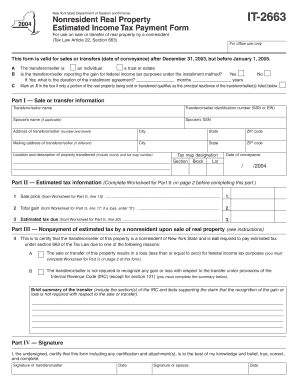 New York Nonresident Real Property Estimated Income Tax Form