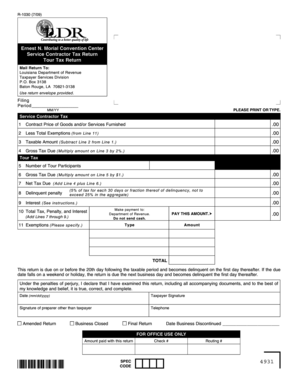 Louisiana Service Contractor and Tour Tax Return