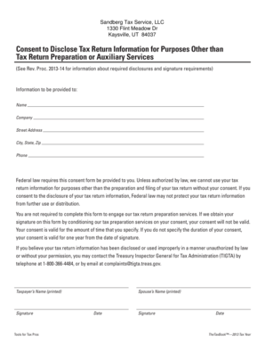 IRS Tax Return Information Disclosure Consent Form