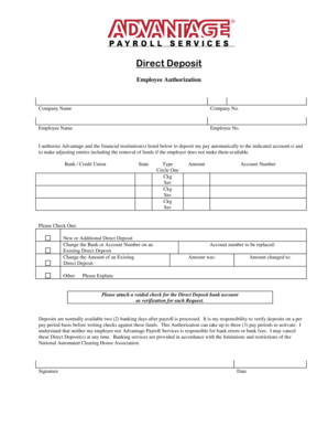 Employee Direct Deposit Authorization Form
