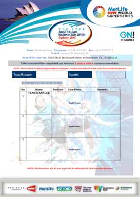 Accreditation Pass Form