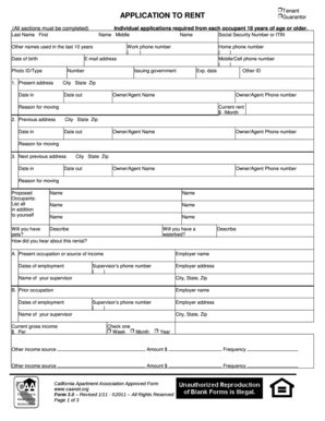 Tenant Application to Rent