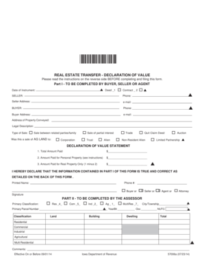 Iowa Real Estate Transfer - Declaration of Value