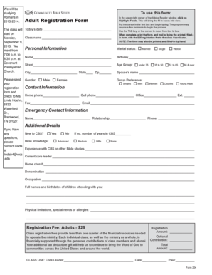 Adult Registration Form