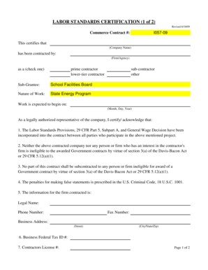 Labor Standards Certification
