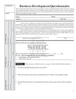 Business Development Questionnaire