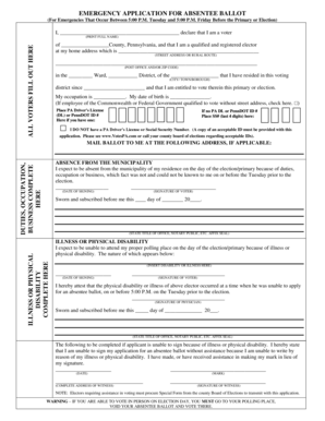 Emergency Absentee Ballot Application