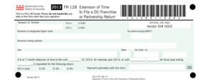 DC Franchise or Partnership Return Extension Form