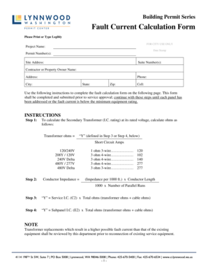 Fault Current Calculation Form
