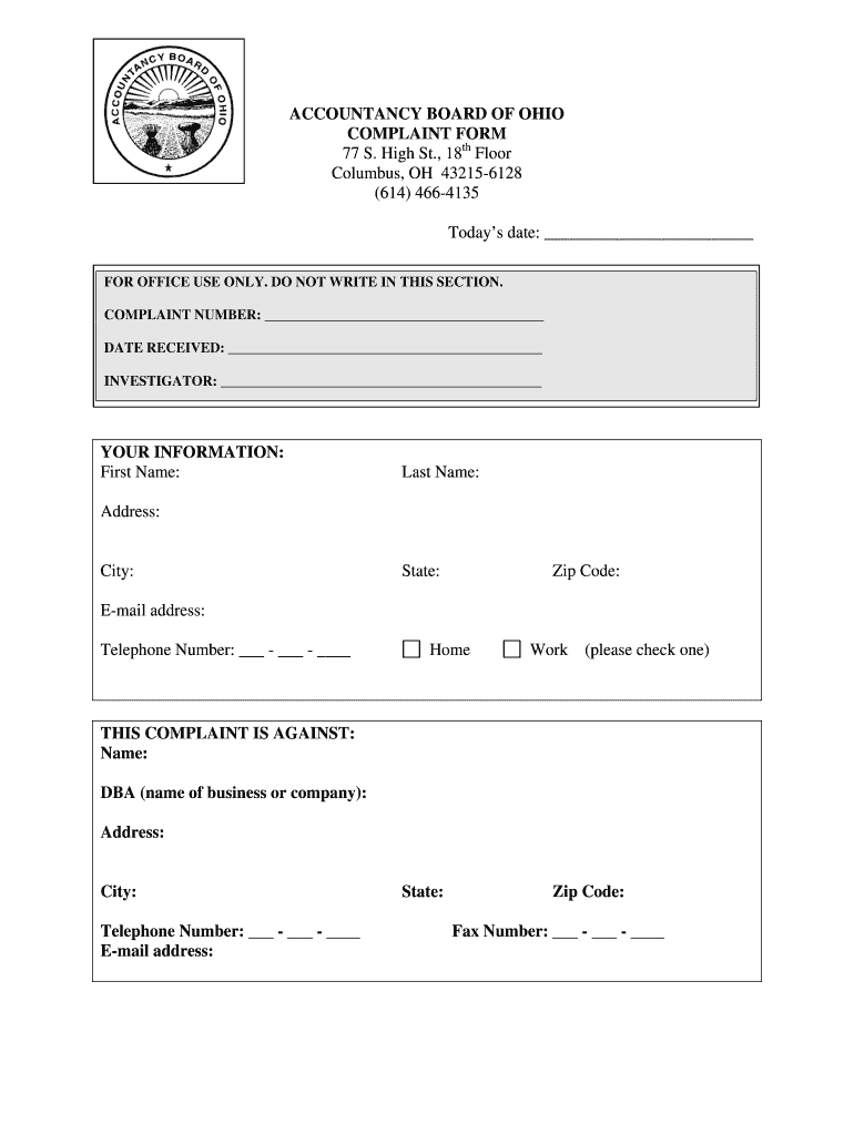 Fillable Online ACCOUNTANCY BOARD OF OHIO. Safe Drinking Water Lead