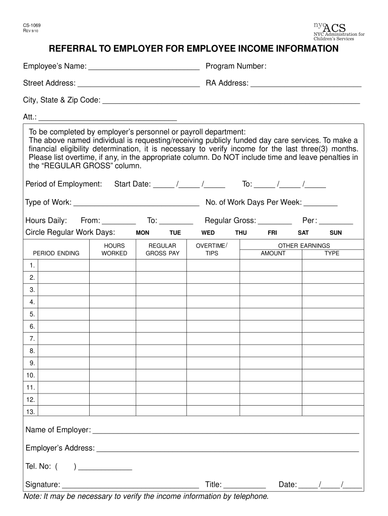 referral to employer for employee income information Preview on Page 1