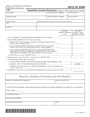 Iowa Disability Income Exclusion Form