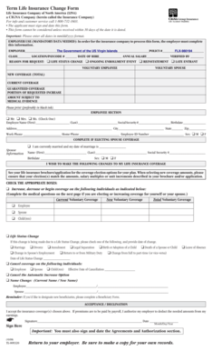 Term Life Insurance Change Form