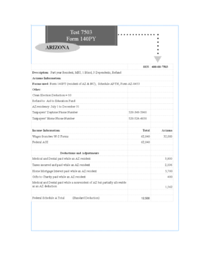 Arizona Part-Year Resident Personal Income Tax Return