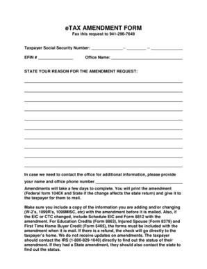 eTax Amendment Form