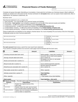 Washington Business Financial Statement