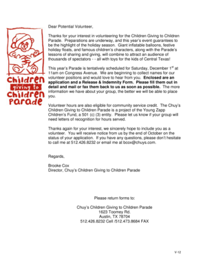 Children Giving to Children Parade Volunteer Application