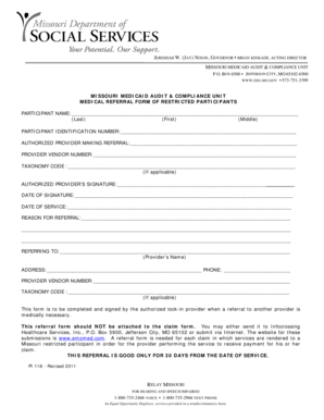 Missouri Medicaid Referral Form