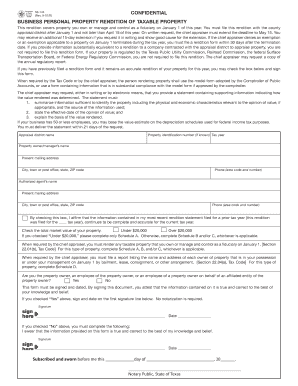 Texas Business Personal Property Tax Rendition Form