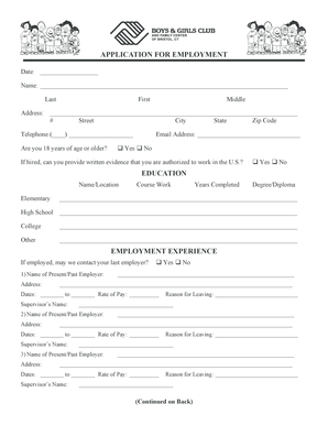 Employment Application Form