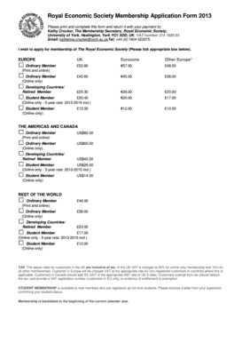 Royal Economic Society Membership Application Form