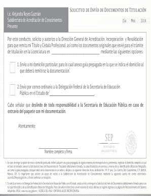 Solicitud de Envío de Documentos de Titulación