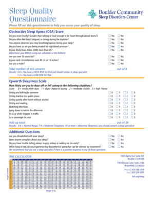 Sleep Quality Questionnaire