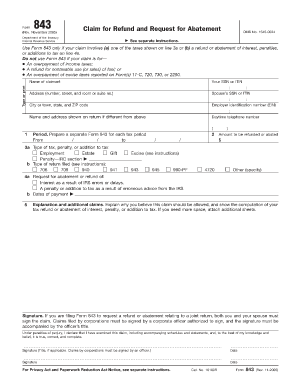 Form 843 Claim for Refund and Request for Abatement
