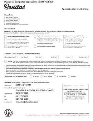 Bonitas Medical Aid Application Form