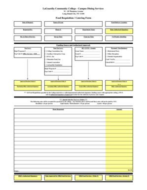 LaGuardia Community College Food Requisition Form