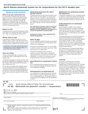 North Dakota Form 40-ES 2012