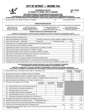 Detroit Renaissance Zone Deduction Form