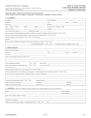South Carolina Long Term Disability Benefits Application