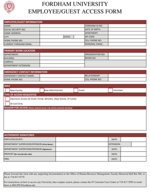 Fordham University Employee Guest Access Form