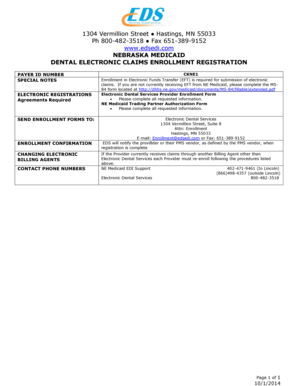 Nebraska Medicaid Dental Electronic Claims Enrollment Form
