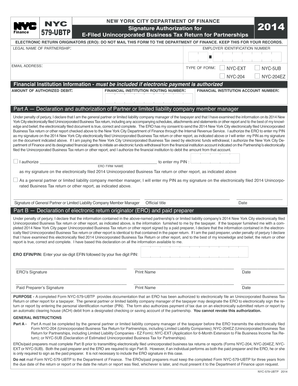 NYC Signature Authorization for E-Filed Unincorporated Business Tax Return