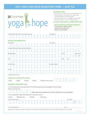 Yoga for Hope Donation Form