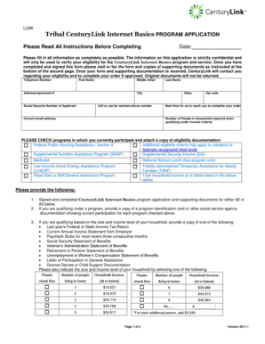 CenturyLink Internet Basics Program Application