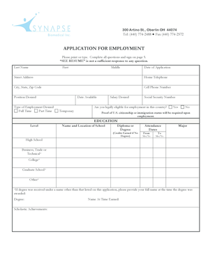 Application for Employment