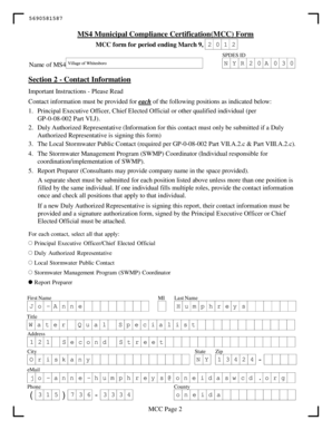 MS4 Municipal Compliance Certification Form
