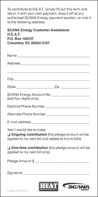 SCANA Energy H.E.A.T. Contribution Form