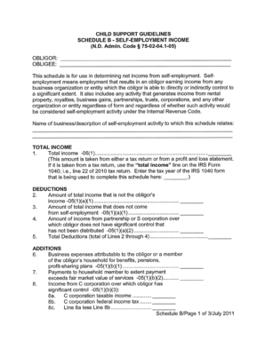 Child Support Guidelines Self-Employment Income Form