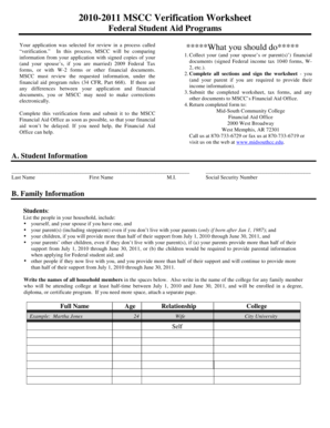 MSCC Verification Worksheet