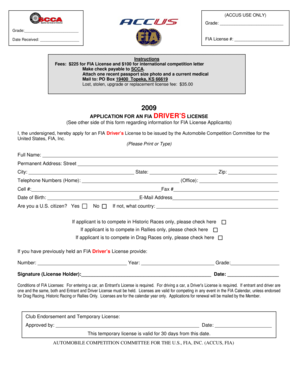 FIA Driver’s License Application