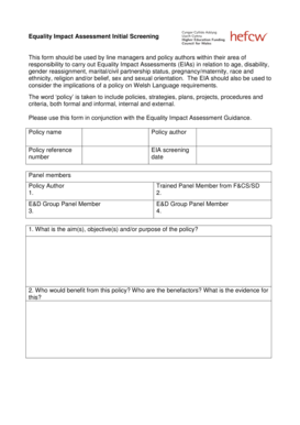 Equality Impact Assessment Initial Screening Form
